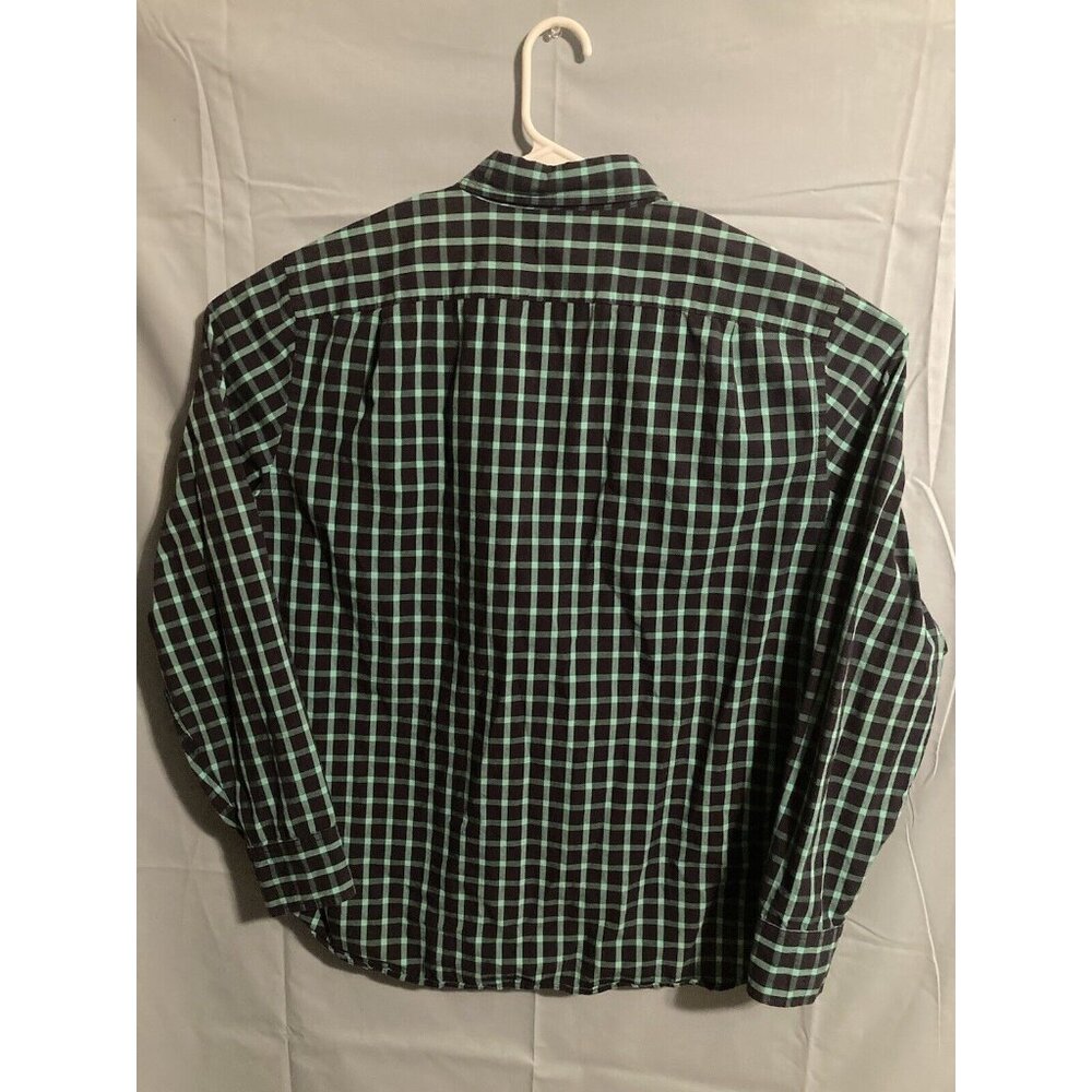 J Crew Shirt Mens Large Button Up Plaid Long Sleeve Tailored Fit Blue/Aqua